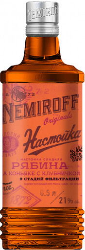 Настойка Nemiroff сладкая Рябина на коньяке с клубникой 21% 0,5 л