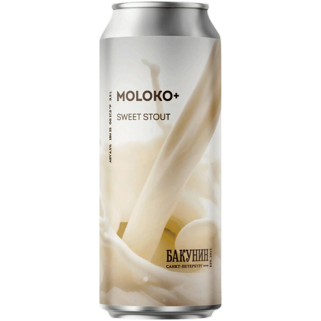 Пивной напиток Бакунин Moloko+ Sweet Stout темный 0,5 л ж/б