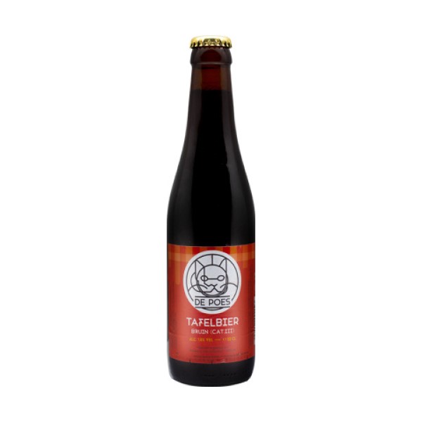 Пивной напиток De Poes Tafelbier Bruin Lager темный 0,33 л