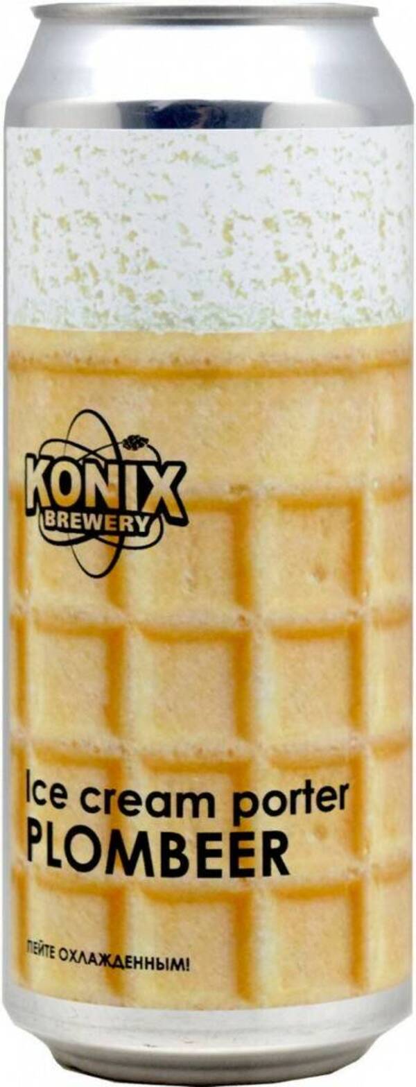 Пивной напиток Konix Brewery Ice Cream Porter Plombeer темный 0,45 л ж/б