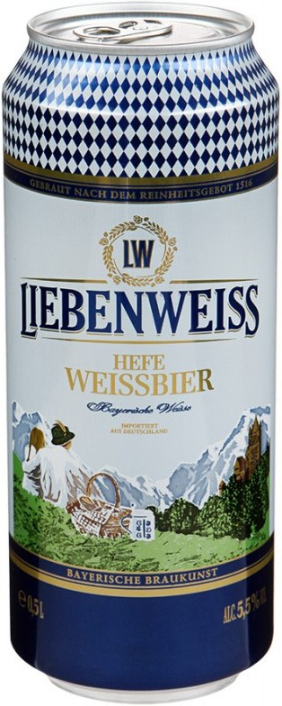 Пиво Liebenweiss Hefe-Weissbier светлое 0,5 л ж/б