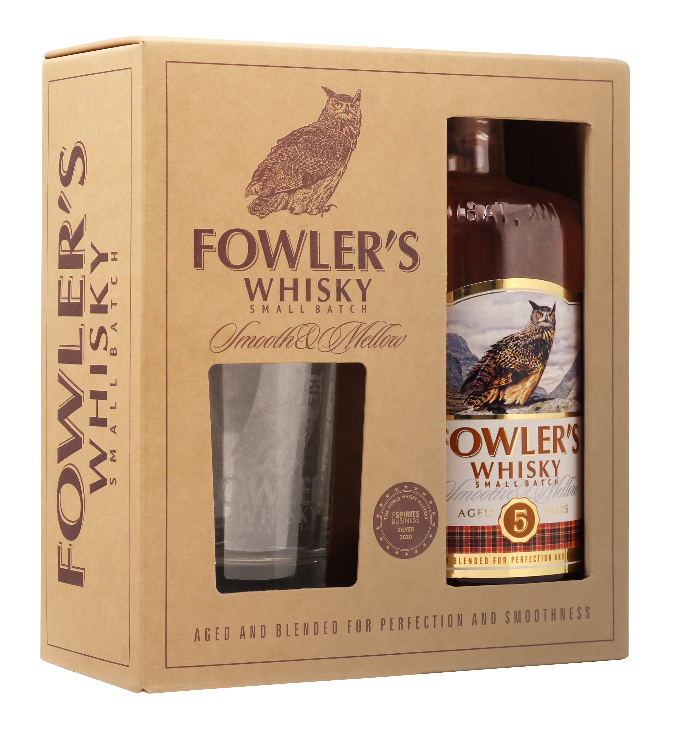 Виски Fowler’s зерновой 40% со стаканом 0,7 л