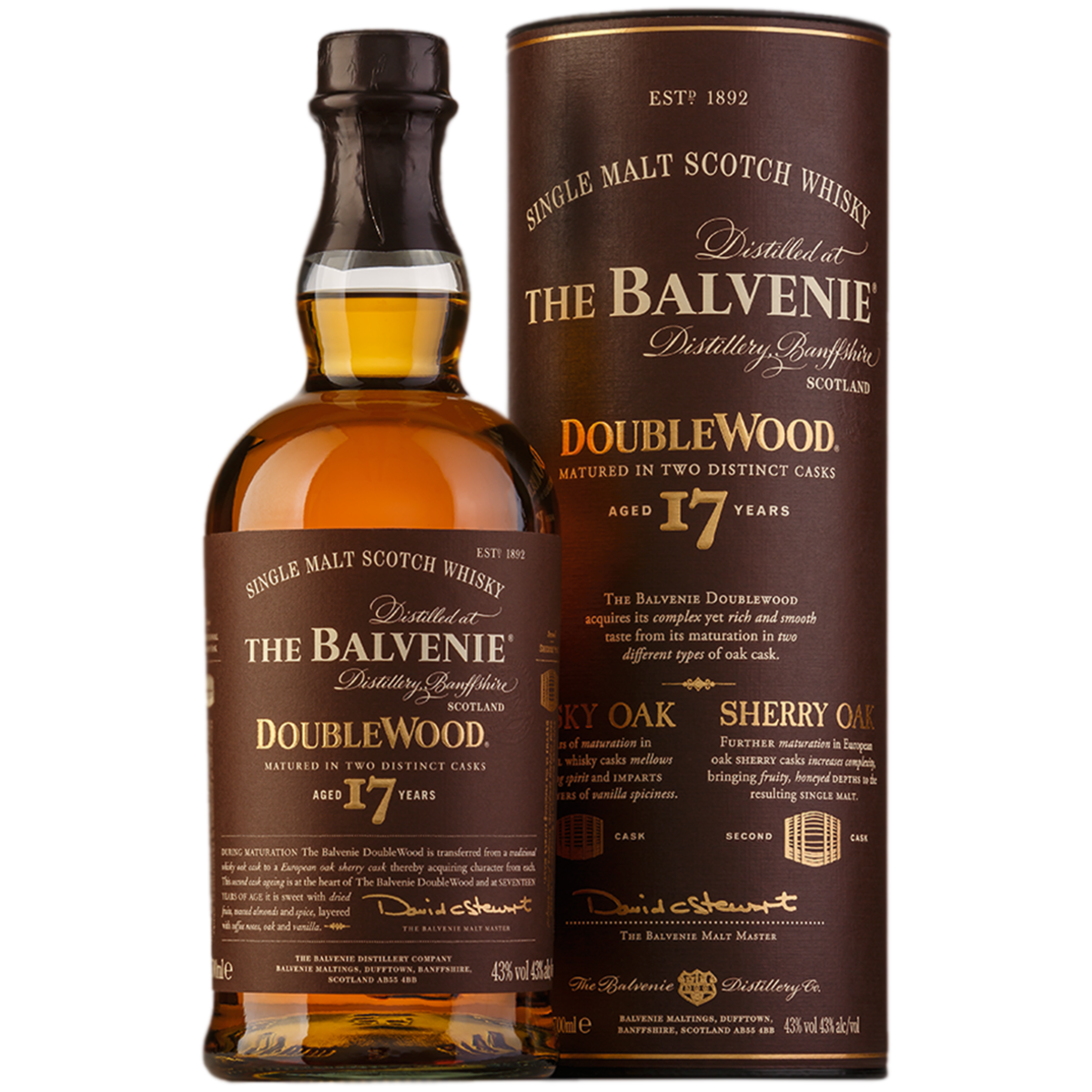 Виски The Balvenie Doublewood 17 лет 0,7 л в подарочной упаковке туба