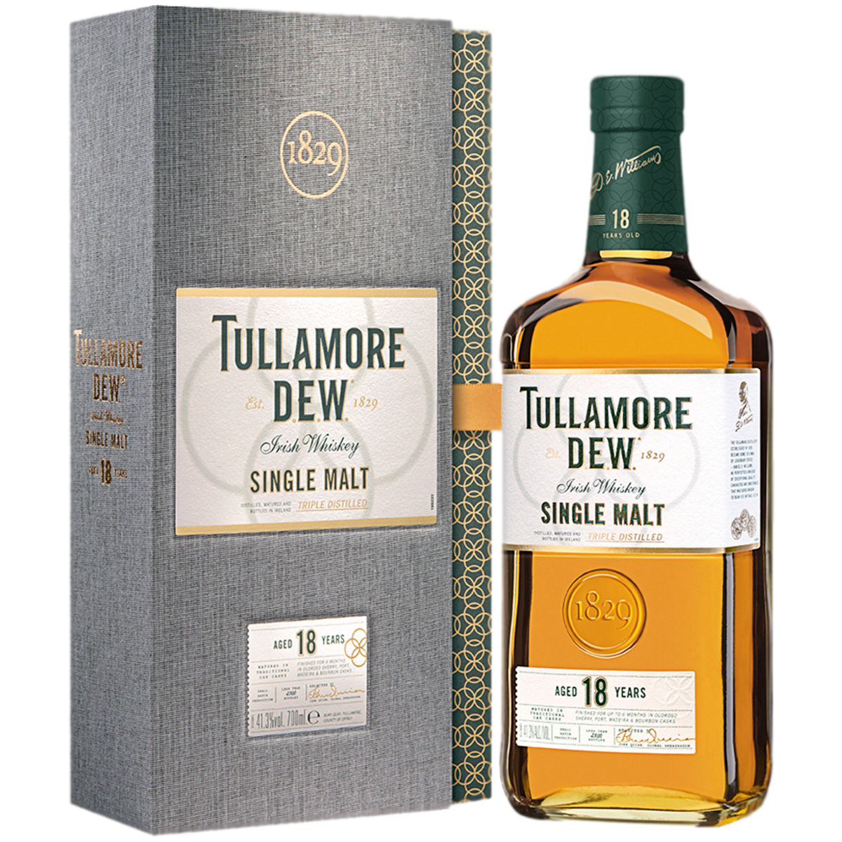 Виски Tullamore D.E.W. Single Malt 18 лет 0,7 л в подарочной упаковке